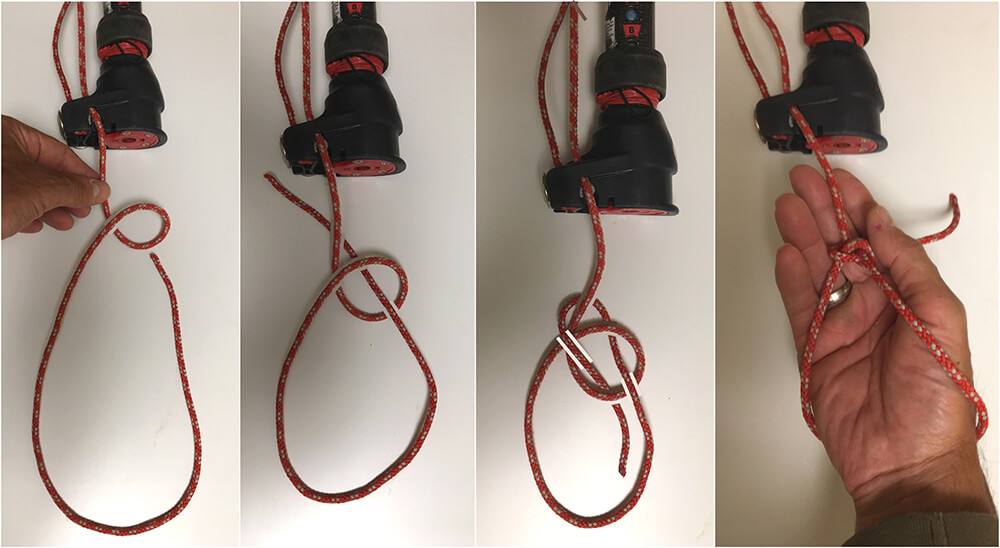 Klasikinė gelbėjimo kilpa supaprastina burės pritempinėjimą. Nereikia ieškoti pagalio, naudoti trapecijos kablio ar atsuktuvo.